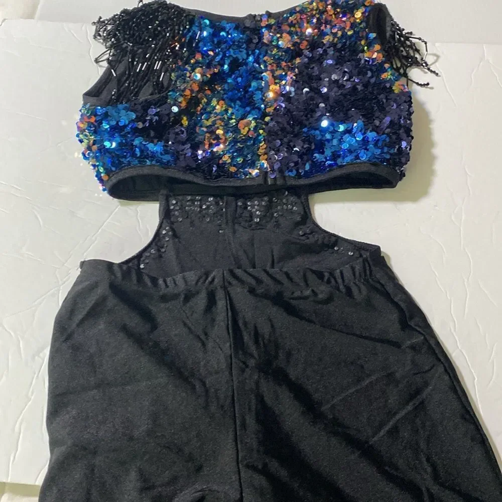 Glamour Adult Small Competition Dance Costume Sequin Jumpsuit Jazz Musical Theat